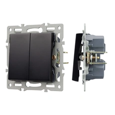 Изображение Механизм выключателя двухклавишный проходной SWT-MKP2-PL-BK (250V, 16A) (Arlight, -)
