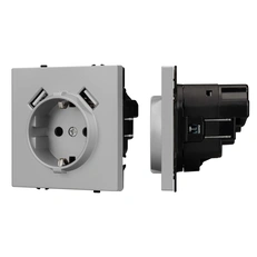 Изображение Розетка с заземлением и USB тип A+А Arlight NOBE, никель soft-touch 059443(1)